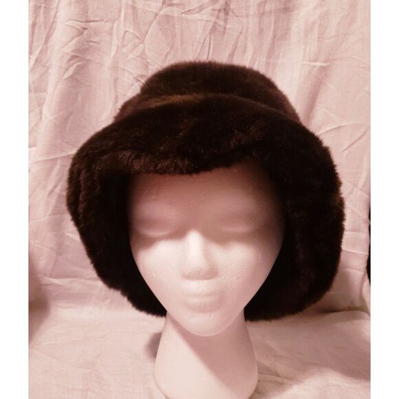 Bijoux Terner Faux Fur Black Elegant Cozy Convertible Bucket Hat O/S EUC - Picture 3 of 6